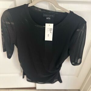 Sanctuary Black Mesh Sleeve Blouse